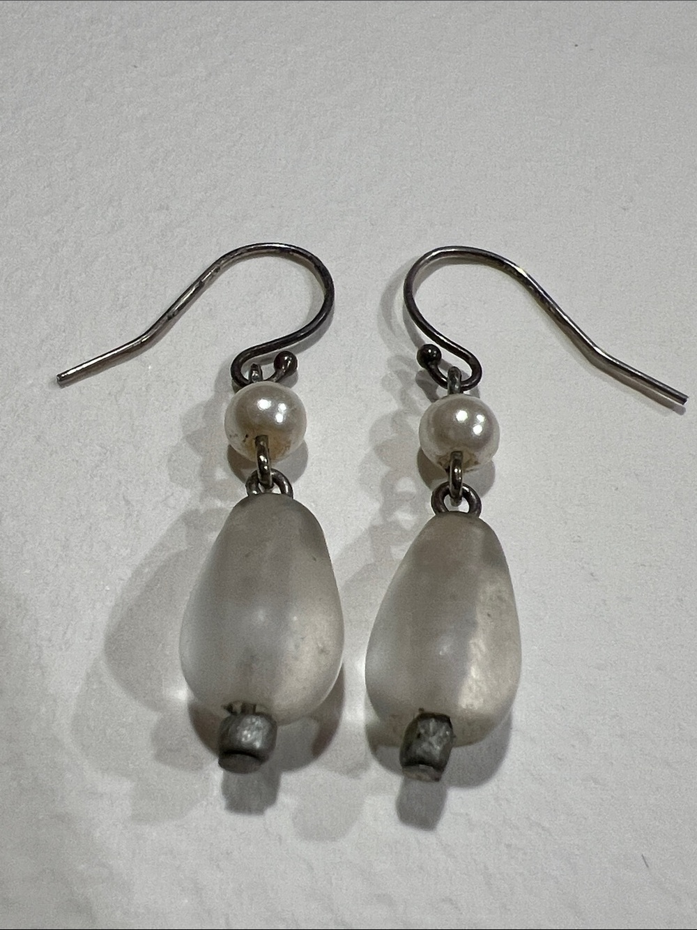 Sterling Silver White Pearl Drop Earrings
